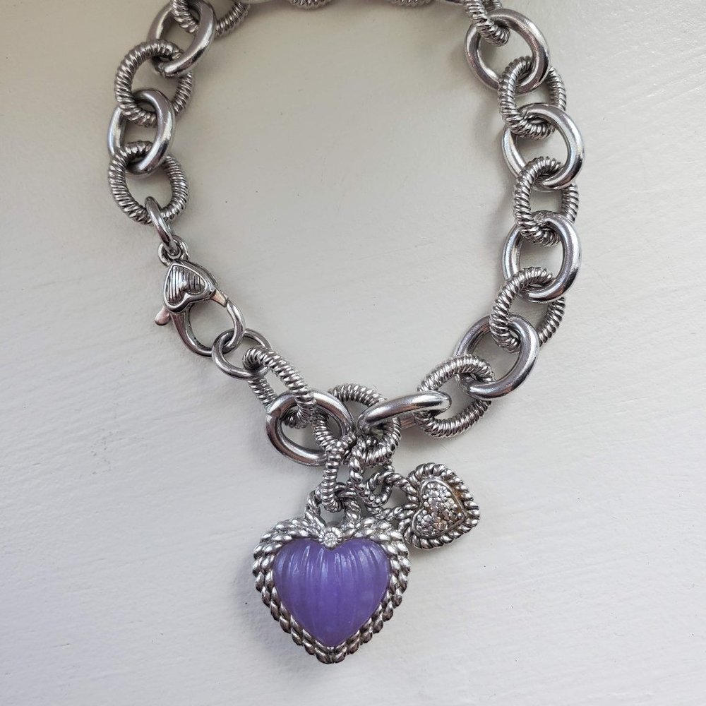 Judith Ripka Sterling MOP Purple Heart Bracelet